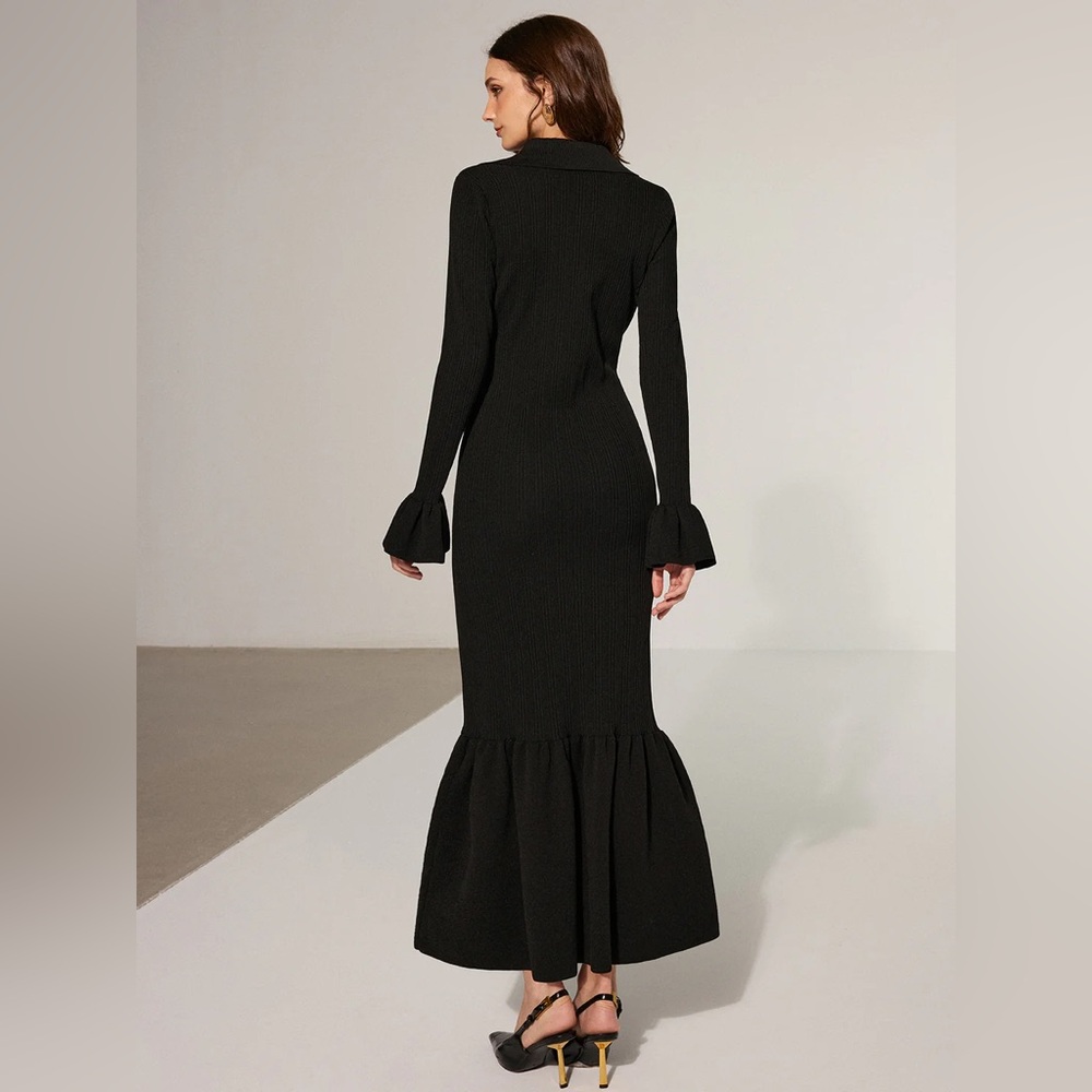 Commense Long Sleeve Button-Front Maxi Dress in Deep Plum - Picture 2 of 6